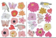 Sticker ark med fugle, blomster, hjerter